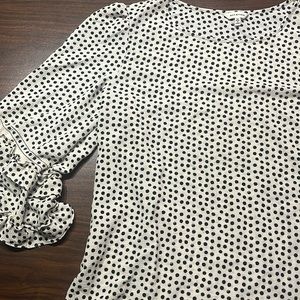 Polka dot black and white long sleeve blouse